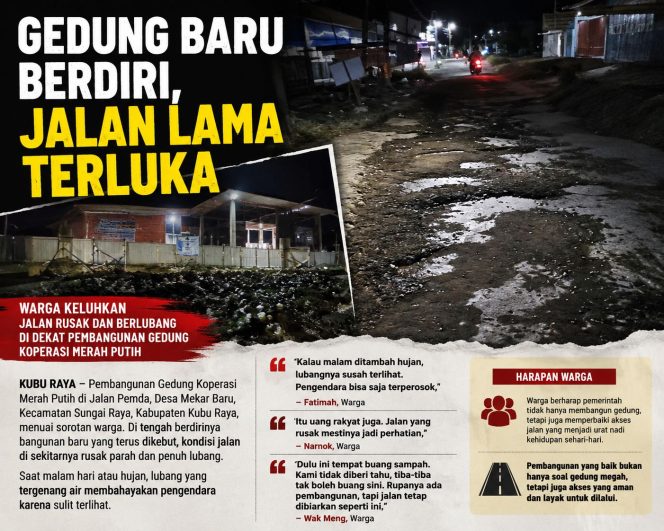 
 Gedung Baru Berdiri, Jalan Rusak Jadi Sorotan Warga