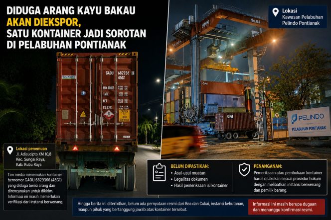 
 Diduga Arang Kayu Bakau Akan Diekspor, Satu Kontainer Jadi Sorotan di Pelabuhan Pontianak