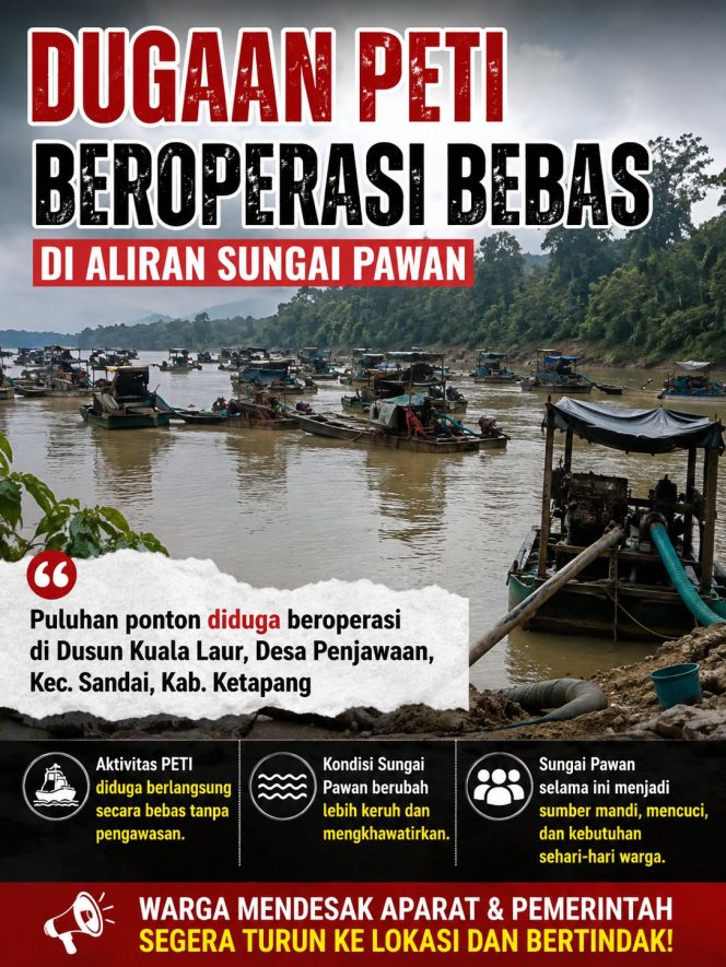 
 Sungai Pawan Diduga Tercemar, Aktivitas PETI di Dusun Kuala Laur Jadi Sorotan Warga
